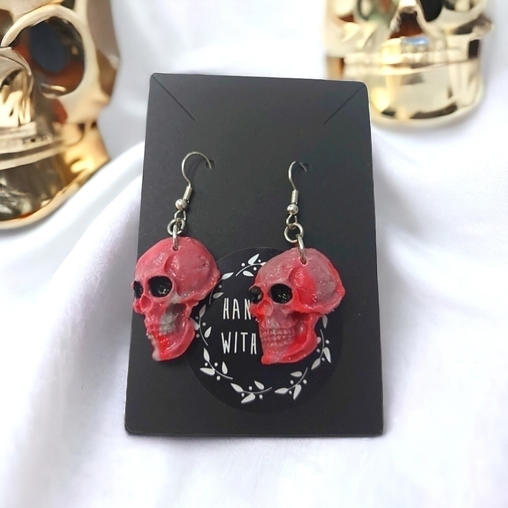 Handcrafted Clay Skull Earrings